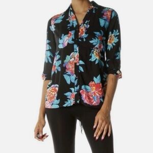 Maeve Anthropologie Woodland Walk Black FloralTop